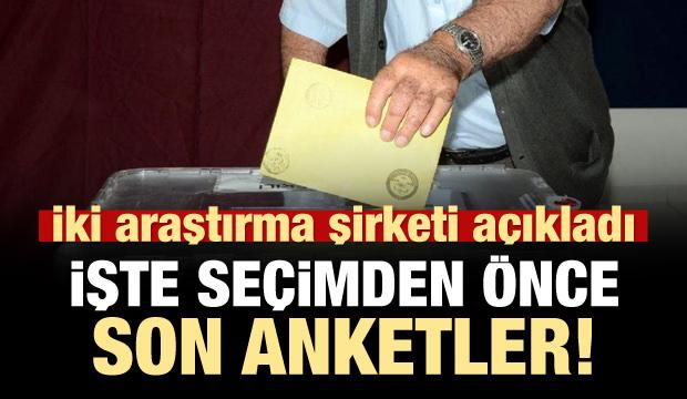 Seçimden önce son anketler! İki şirket açıkladı!
