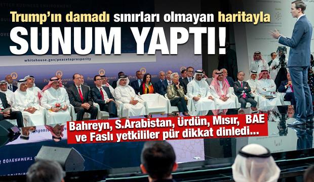 Kushner, Manama'da sınırları olmayan haritalar üzerinden sunum yaptı