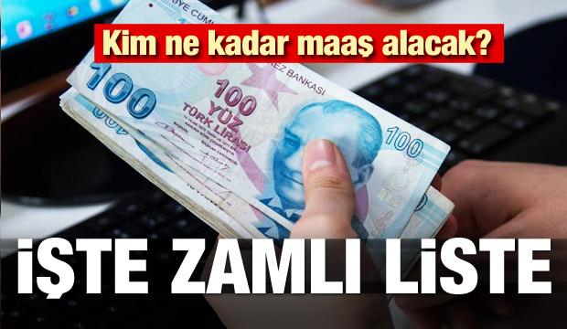 Kim ne kadar maaş alacak? İşte zamlı liste