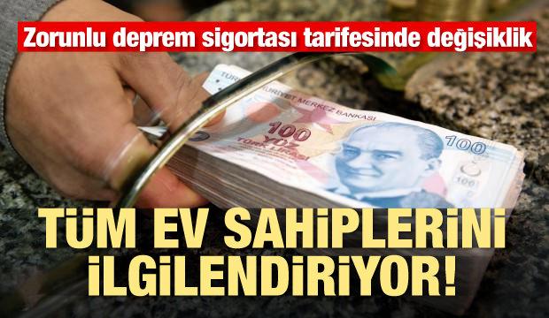Zorunlu deprem sigortası tarifesinde değişiklik