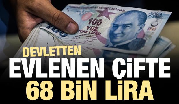 Devletten evlenen çifte 68 bin lira