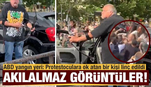 ABD'de gergin anlar! Prostestocular kendilerine saldıran adama meydan dayağı attı...