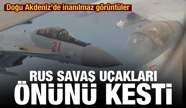 Doğu Akdeniz'de inanılmaz görüntüler! Rus uçağı ABD uçağının önünü kesti
