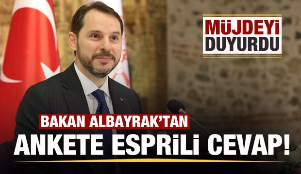 Bakan Albayrak'tan ankete esprili cevap! Müjdeyi verdi