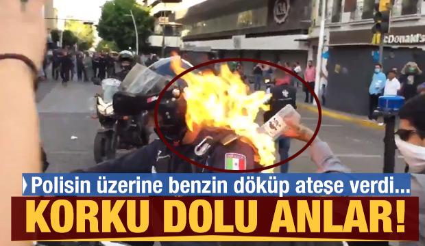 Üzerine benzin döküp ateşe verdi! Akılalmaz anlar kamerada...