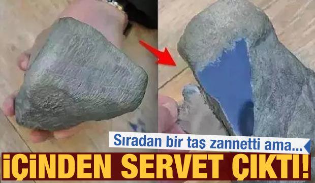 Sıradan bir taş gibi görünüyor ama... İçinden bakın ne çıktı!
