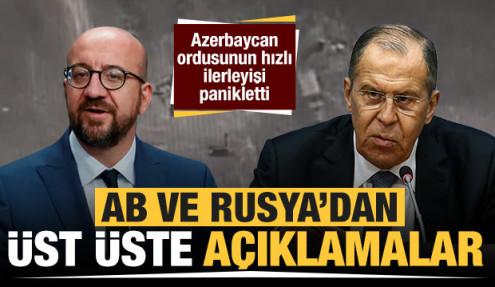 Azerbaycan ordusu ilerlerken AB ve Rusya'dan peş peşe açıklamalar