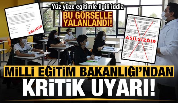 Milli Eğitim Bakanlığı yüz yüze eğitimle ilgili bu görseli paylaşarak uyardı!