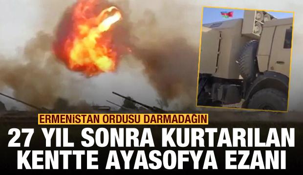 Ermenistan ordusuna yaylım ateşi! 27 yıl sonra kurtarılan kentte Ayasofya ezanı