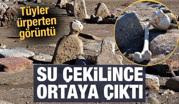 Tüyler ürperten görüntü: Su çekildi, iskeletler ortaya çıktı