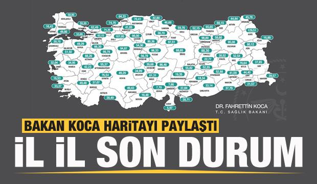 Bakan Koca paylaştı! İşte yeni harita! İl il son durum