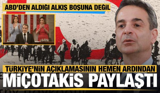 Türkiye'nin açıklamasının hemen ardından Miçotakis'ten provokatif paylaşım