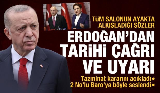 Tüm salonun ayakta alkışladığı sözler: Erdoğan'dan Kılıçdaroğlu ve Akşener'e çağrı