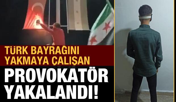 Türk bayrağını yakma girişiminde bulunan provokatör yakalandı!