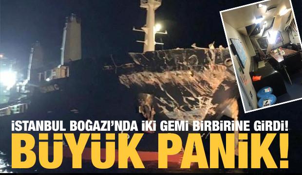 İstanbul Boğaz'ındaki kaza kamerada! İki gemi böyle çarpıştı...