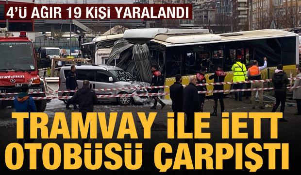 Alibeyköy'de İETT otobüsü tramvay ile çarpıştı