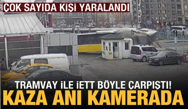 Alibeyköy'de İETT otobüsü tramvay ile çarpıştı