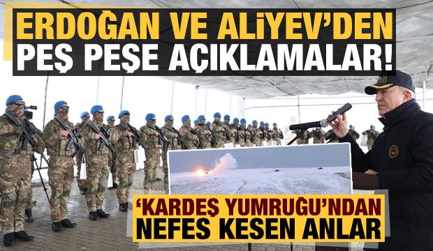 Erdoğan ve Aliyev'den peş peşe açıklamalar! 'Kardeş Yumruğu'ndan nefes kesen anlar