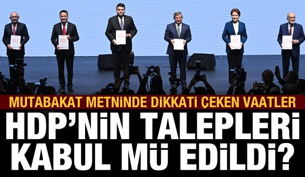 Altılı masanın mutabakat metninde dikkati çeken maddeler: HDP'nin talebi kabul mü edildi?