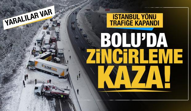 Bolu'da zincirleme kaza! İstanbul yönü trafiğe kapandı... 