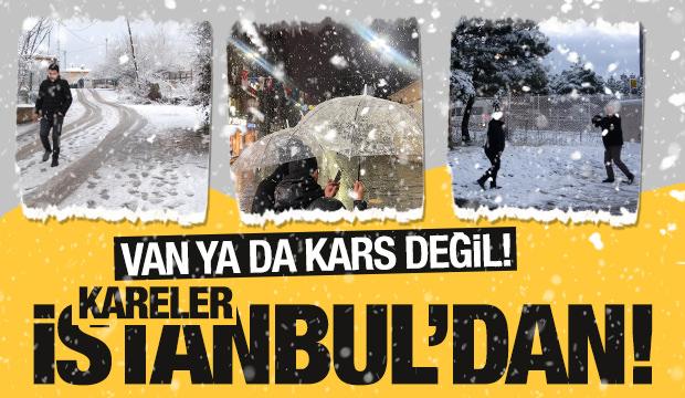 İstanbul'da kar heyecanı! İşte kar düşen yerlerden ilk kareler...	