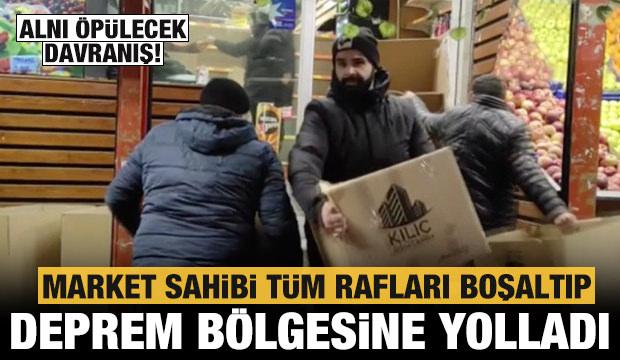 Büyük Türk milleti depremzedelerin yanında: Marketteki tüm malzemeleri bölgeye gönderdi!