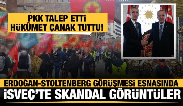 Erdoğan-Stoltenberg görüşmesi esnasında İsveç'te skandal görüntüler