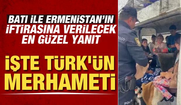 Azerbaycan polisi, Karabağ'dan ayrılan Ermeni sivillere su ve yemek ikram etti