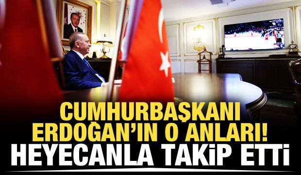 Cumhurbaşkanı Erdoğan, milli maçı heyecanla takip etti