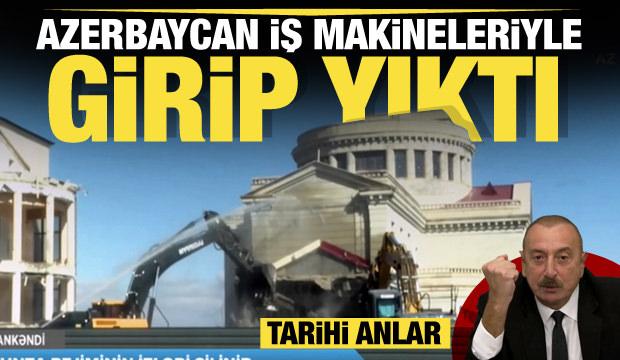Hankendi'deki sözde parlamento binası Azerbaycan tarafından yıkıldı