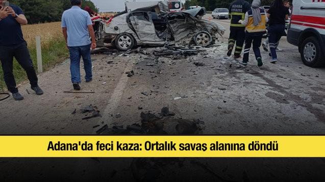 Adana'da feci kaza: Ortalık savaş alanına döndü