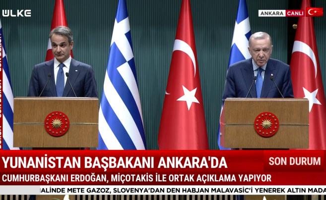 Cumhurbaşkanı Erdoğan, Miçotakis ile ortak basın açıklaması yaptı