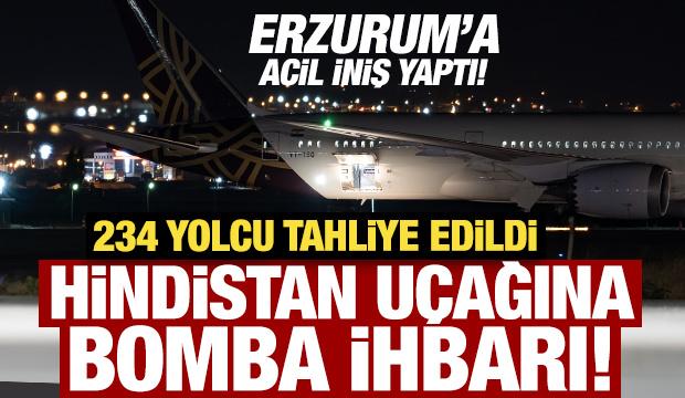 Hindistan uçağına bomba ihbarı: Erzurum'a acil iniş yaptı!