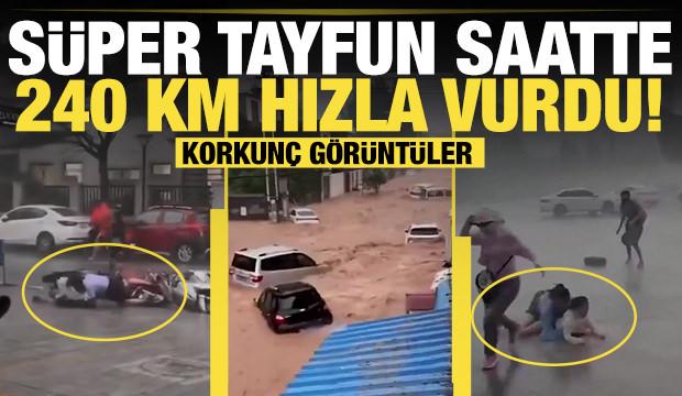 Süper Tayfun saatte 240 km hızla vurdu! Korkunç görüntüler