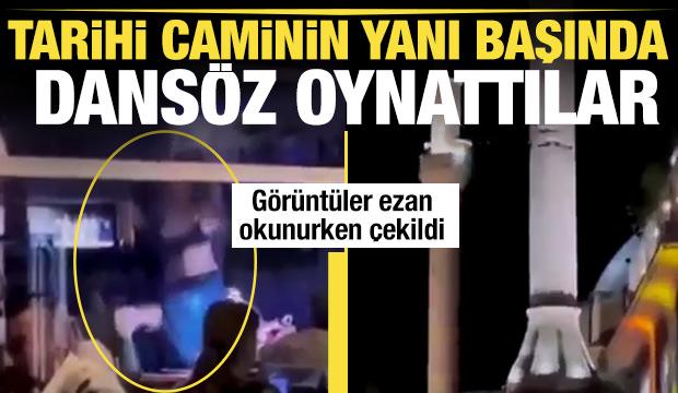 İstanbul'da tarihi camide ezan okunurken yanı başında dansöz oynattılar