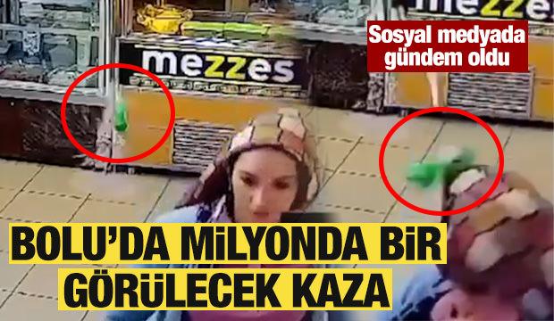 Bolu'da milyonda bir görülebilecek kaza: Yüzüne isabet etti