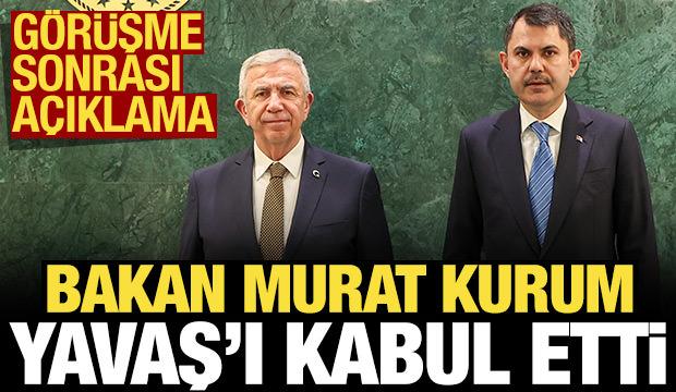 Bakan Kurum, ABB Başkanı Mansur Yavaş'ı kabul etti