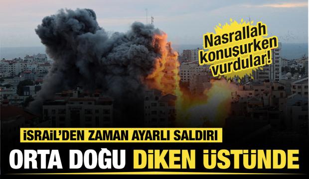  Hizbullah lideri Nasrallah'ın konuşması öncesi Lübnan'a hava saldırıları düzenledi