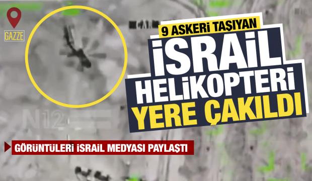 İşgalci İsrail helikopterinin düştüğü anlar! 9 asker taşıyordu