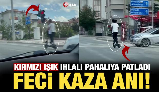 Scooter sürücüsünü kural ihlalleri kazaya neden oldu! Korkunç anlar böyle görüntülendi