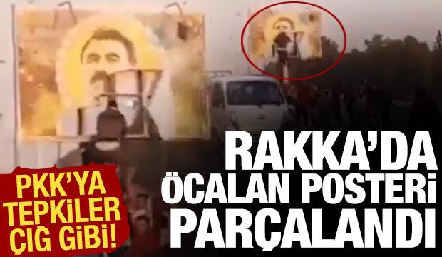 Rakka'da muhalifler Öcalan posterini parçaladı