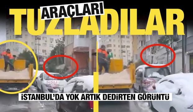 İstanbul Şişli’de yol yerine araçları tuzladılar!