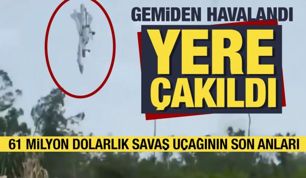 61 milyon dolarlık J-15 savaş uçağının düştüğü anlar! Alev topuna döndü