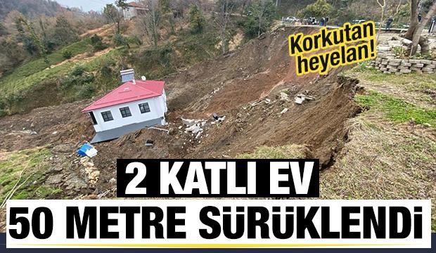 Heyelanda 2 katlı ev 20 metre kaydı!