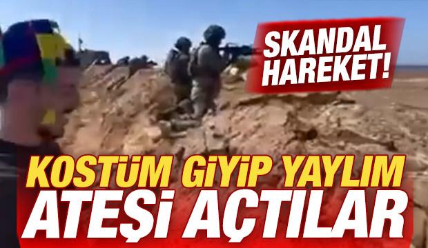 Skandal hareket! Kostüm giyip Gazze'ye yaylım ateşi açtılar