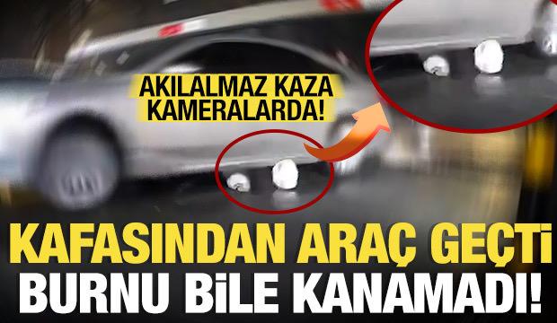 Çin'de akılalmaz kaza: Kafasından otomobil geçti, burnu bile kanamadan çıktı!