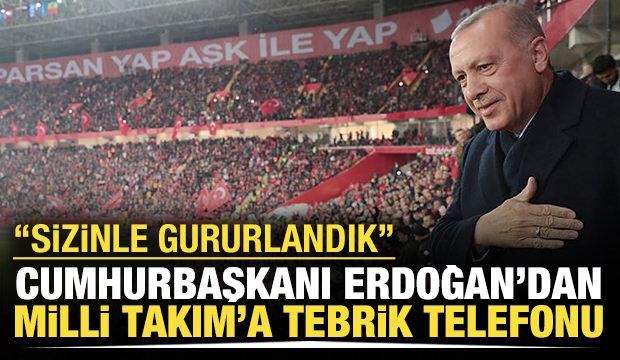 Cumhurbaşkanı Erdoğan'dan A Milli Takım'a tebrik telefonu