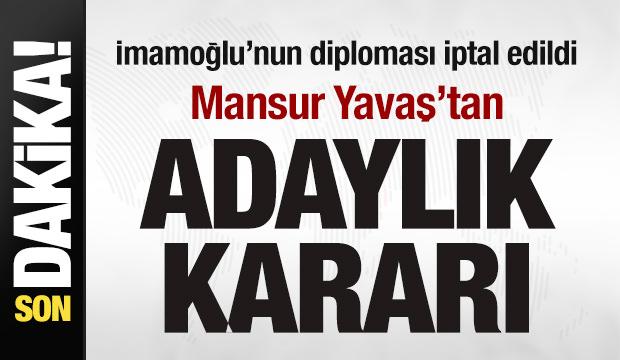 Mansur Yavaş'tan son dakika İmamoğlu açıklaması! Adaylık kararını duyurdu