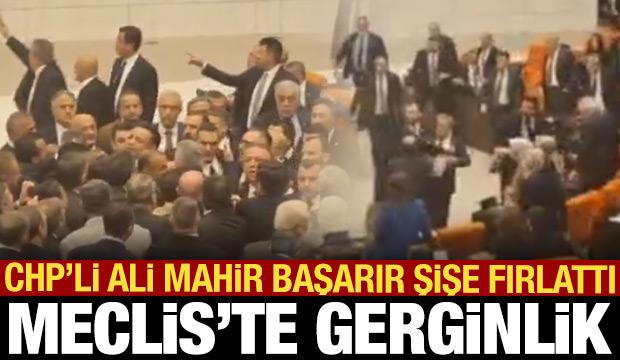 TBMM gergin anlar! CHP'li Ali Mahir Başarır kolonya şişesi fırlattı, arbede çıktı!