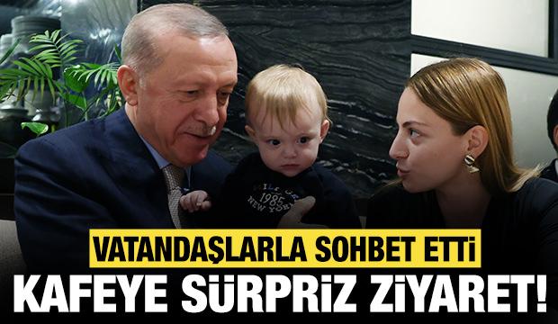 Erdoğan'dan kafeye sürpriz ziyaret: Vatandaşlarla bir araya geldi!